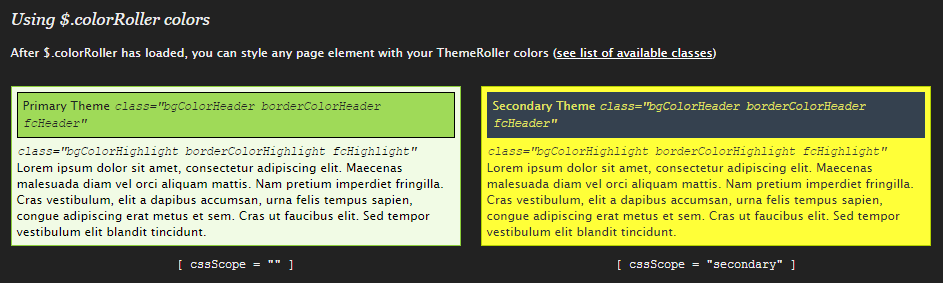 JQuery colorRoller